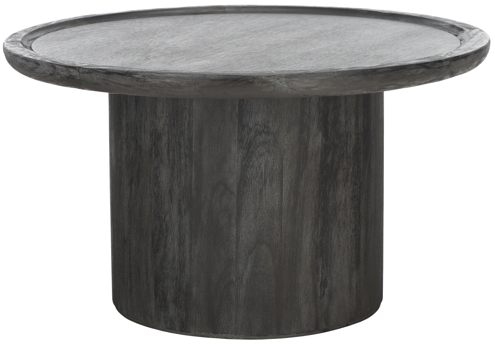 Devin Round Coffee Table - Black With White Wash Distress - Safavieh - Image 0