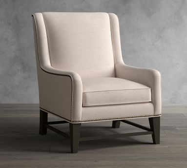 Berkeley Upholstered Armchair, Polyester Wrapped Cushions, Chenille Basketweave Oatmeal - Image 1