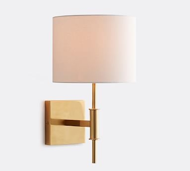 Atticus Metal Sconce with Shade, Brass - Image 0