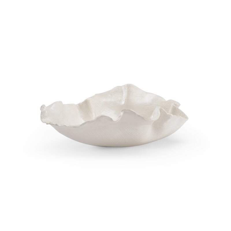Wildwood Ceramic Abstract Contemporary Decorative Bowl in Textured/White Glaze - Image 0