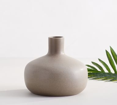 Mason Tapered Low Round Vase, Ivory - Image 1