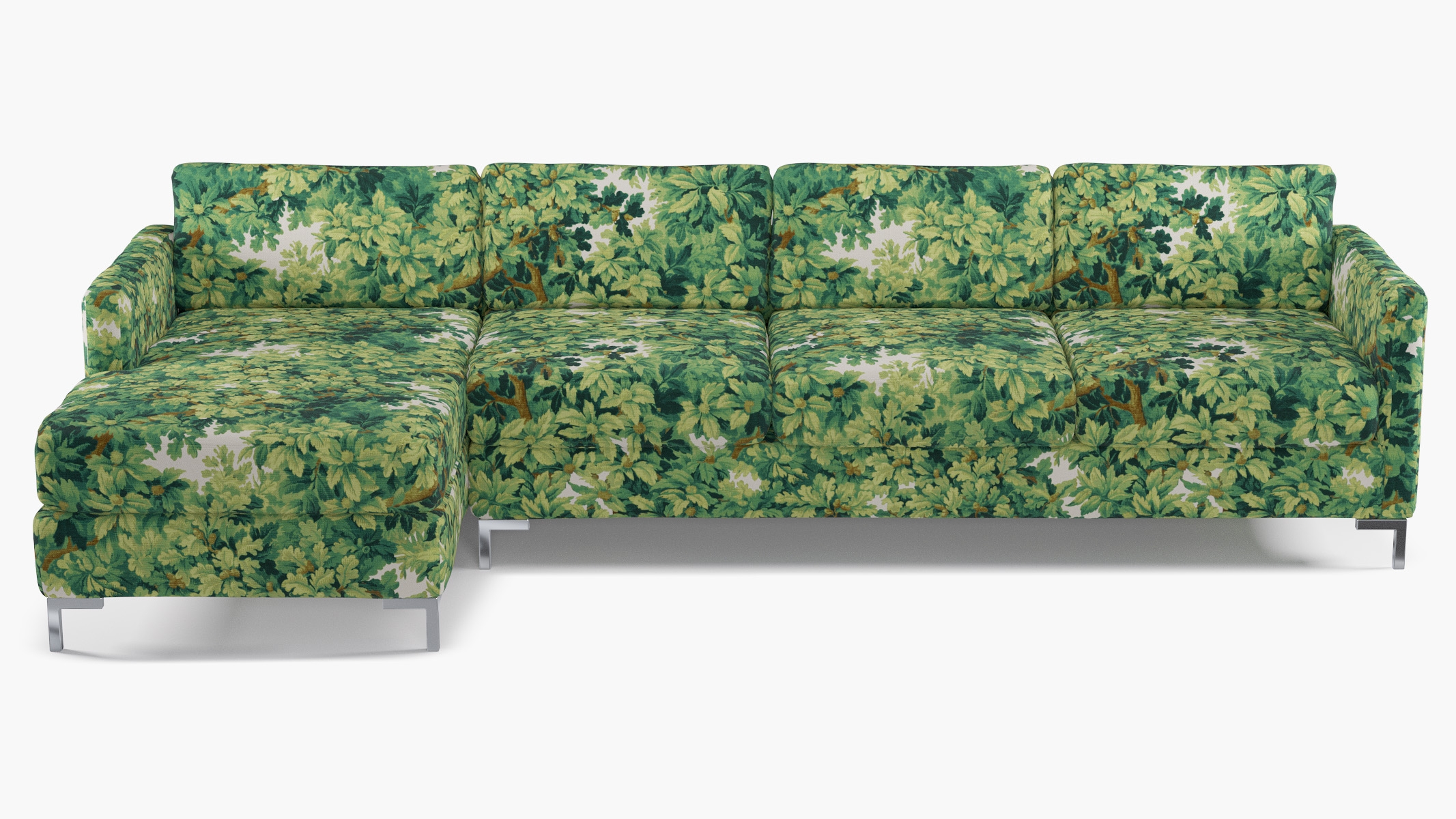 Modern Sectional, Left Facing, Verdure Bois De Chene, Chrome L Leg - Image 0