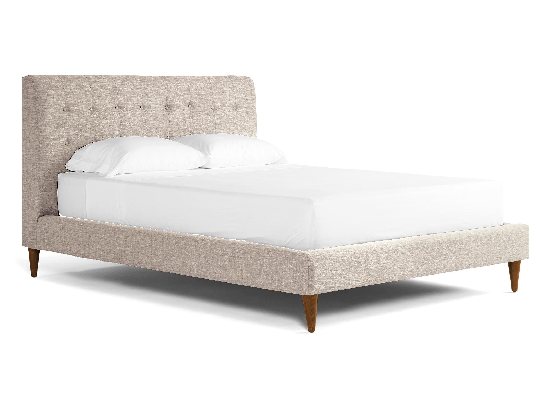 White Eliot Mid Century Modern Bed - Nico Oyster - Mocha - Queen - Image 1