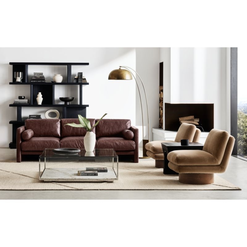 Odeon Taupe Brown Velvet Swivel Accent Chair - Image 3