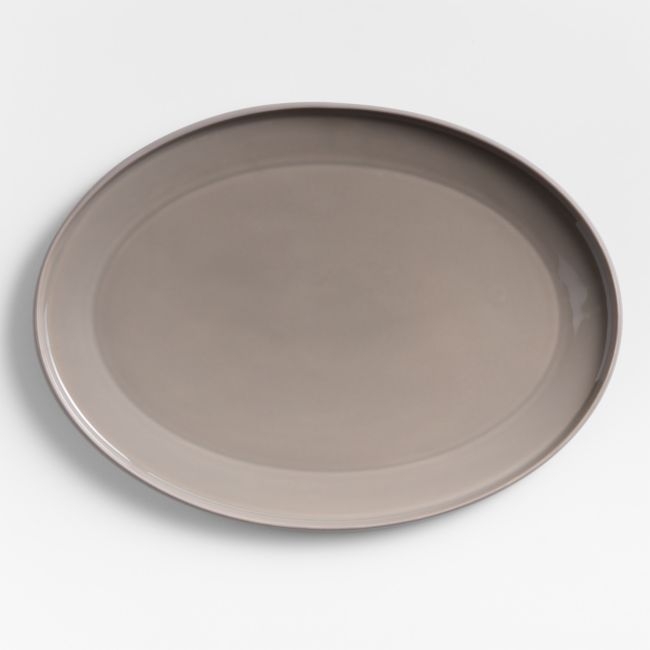 Tour Taupe Oval Porcelain Platter - Image 0