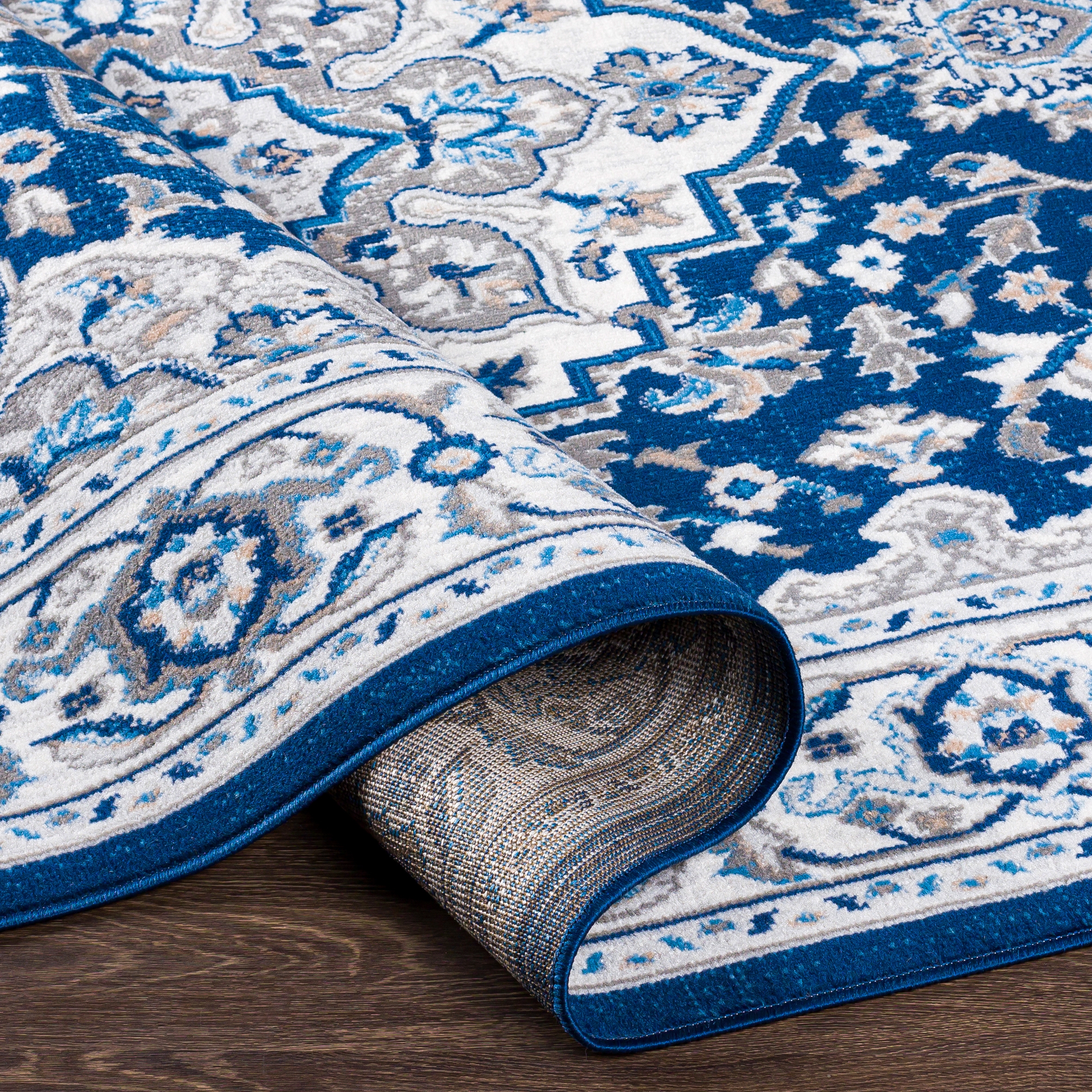 Cesar Blue Indoor 6'7" x 9' Machine Woven Rug - Image 3