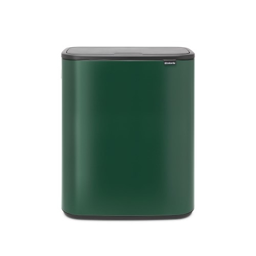Brabantia Bo Touch Top Dual Compartment Recycling Trash Can, 2x8 Gallon, Pine Green - Image 0