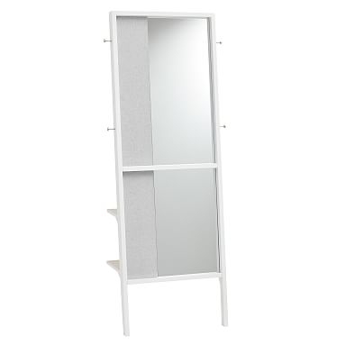 Leaning Pinboard with Mirror, White - Image 0