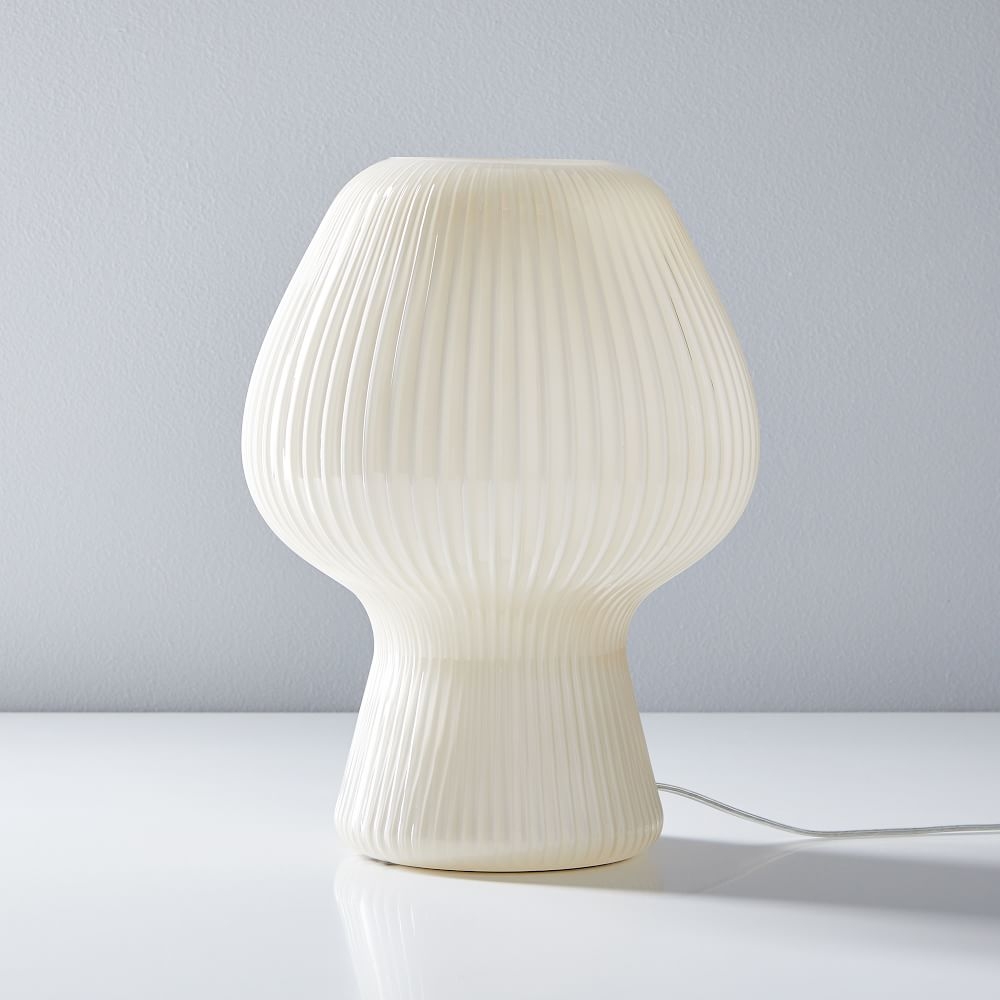 Ribbed Glass Table Lamp Champagne, 13" - Image 0