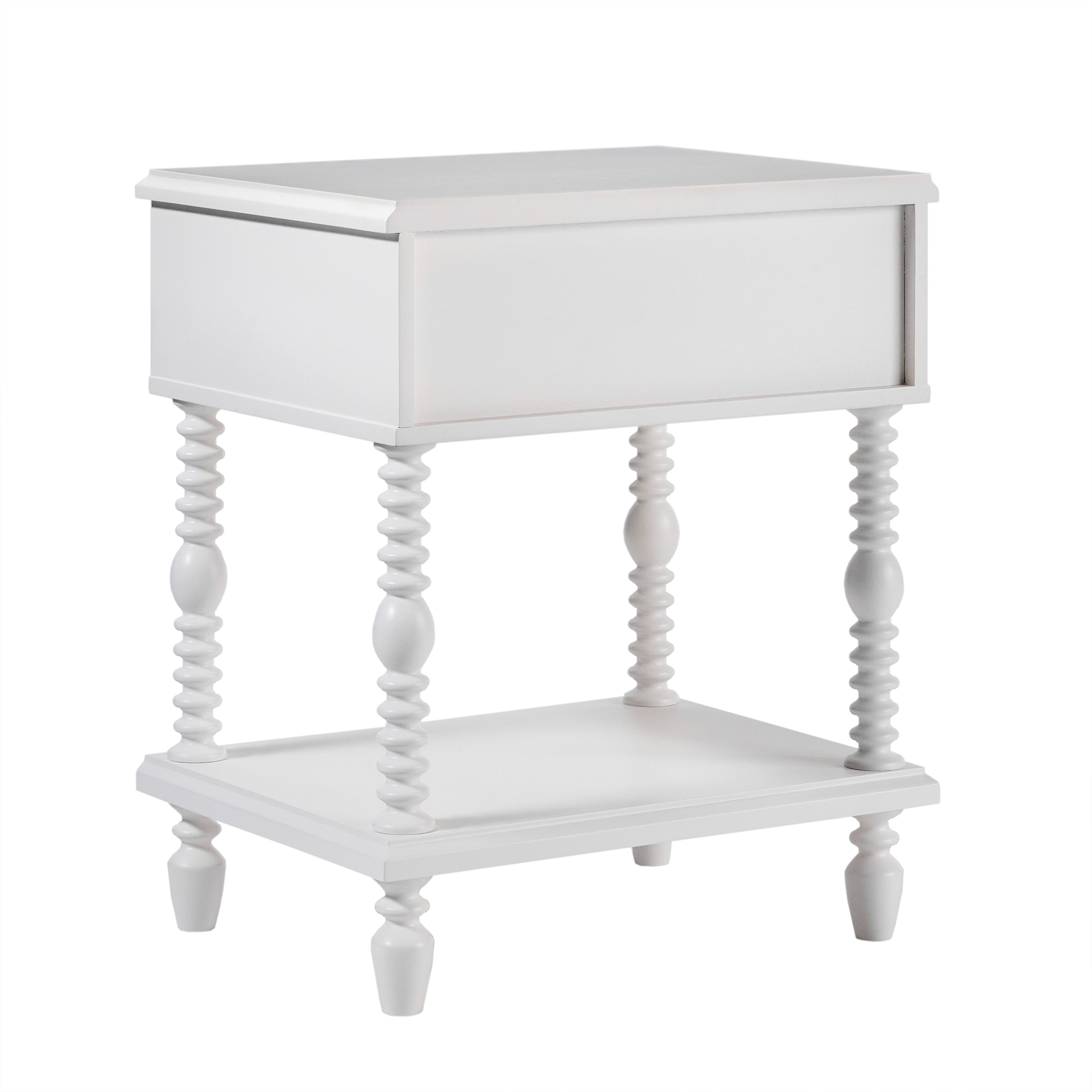 Vivienne Contour & Co. EZ Assembly ™ Premium Solid Wood Spindle 1-Drawer Nightstand - White - Image 3