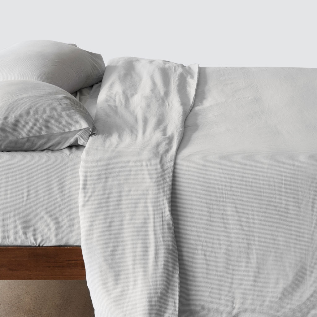 The Citizenry Organic Resort Cotton Duvet Cover | Full/Queen | Solid Light Grey - Image 5