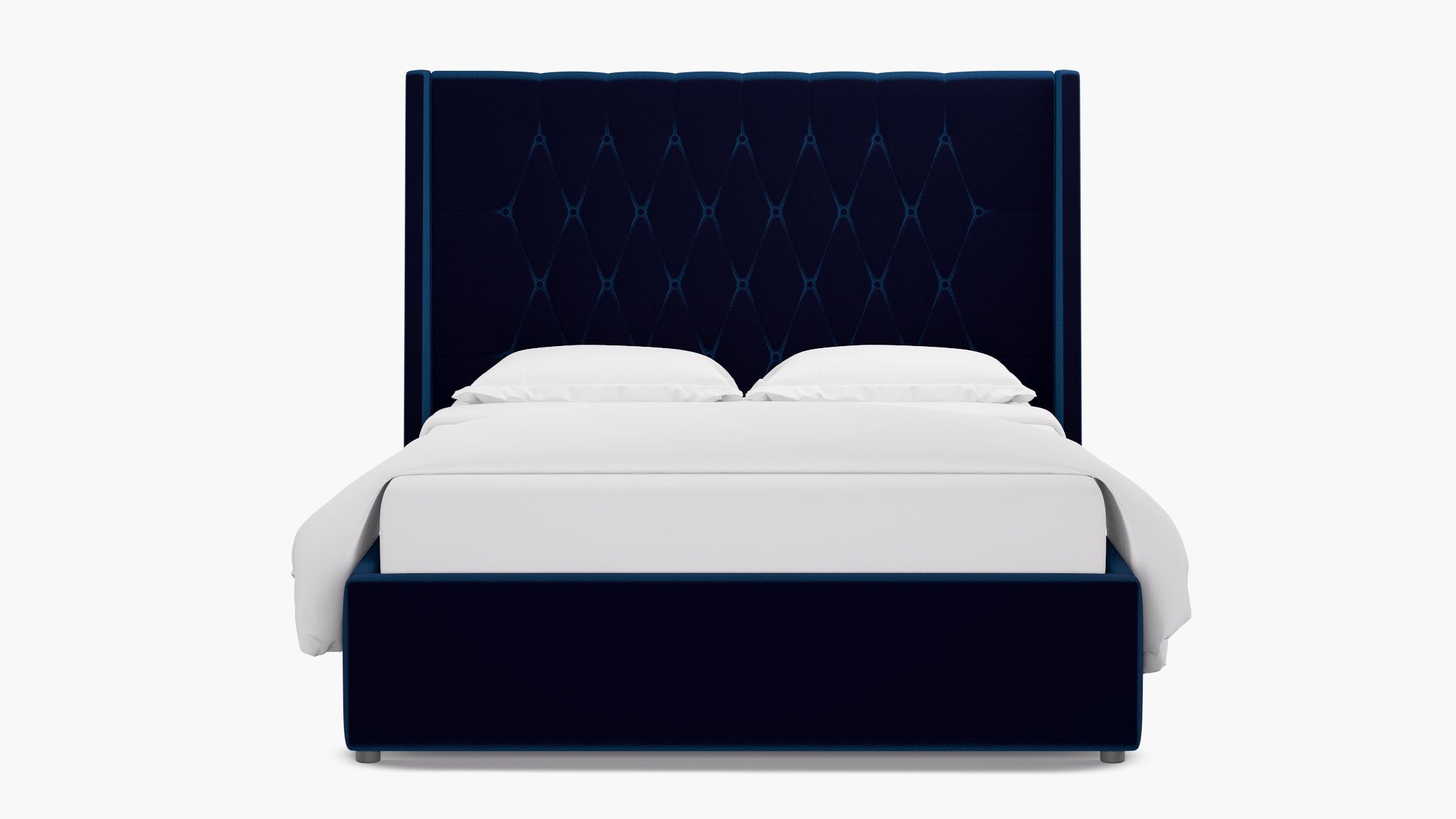 Tufted Wingback Bed, Cobalt Performance Plush Velvet, Queen - Image 0