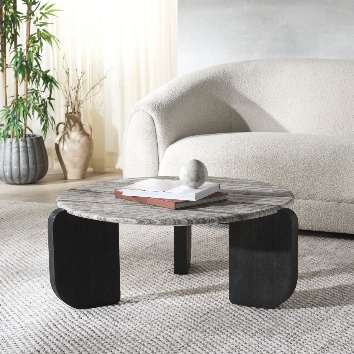 Graelyn Marble Top Coffee Table - Black/Grey - Image 1