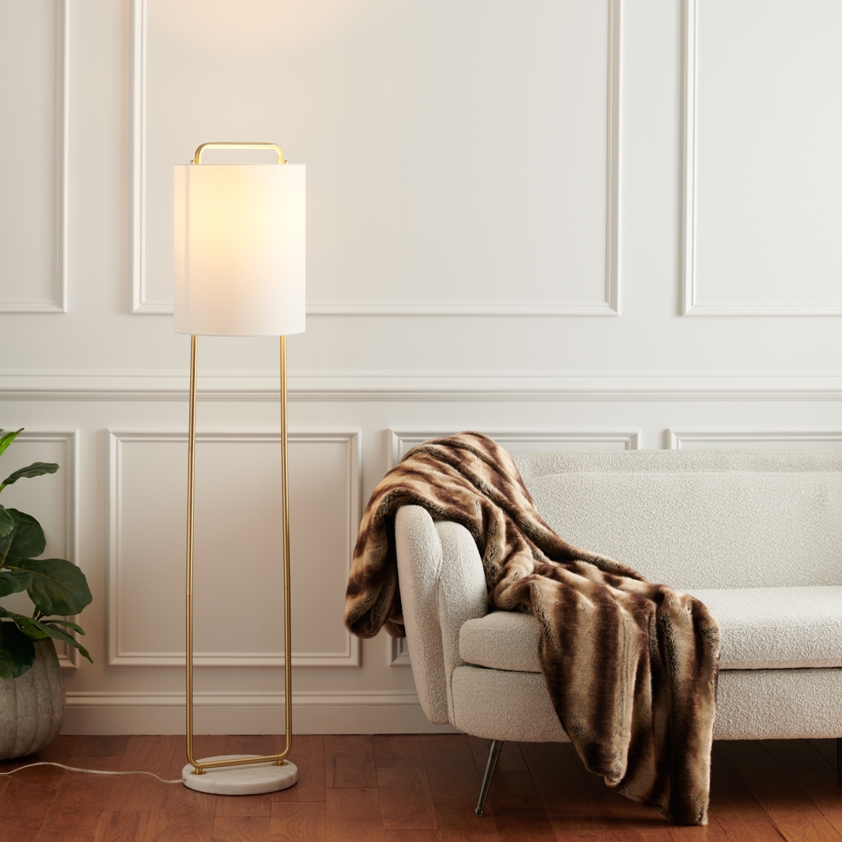 Giulia 63" Floor Lamp - Gold/White Marble - Image 4