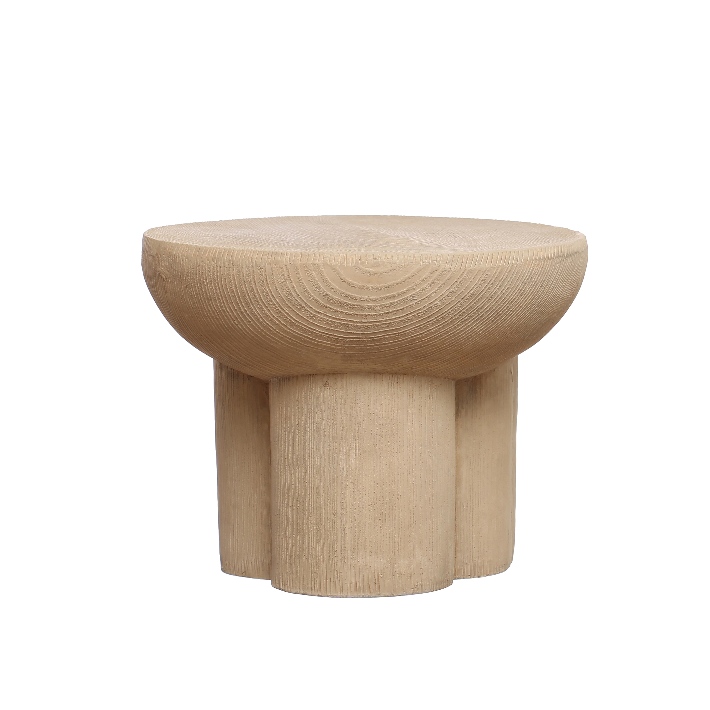 Modern Round Sculptural Magnesia Stool/Side Table, Natural - Image 0