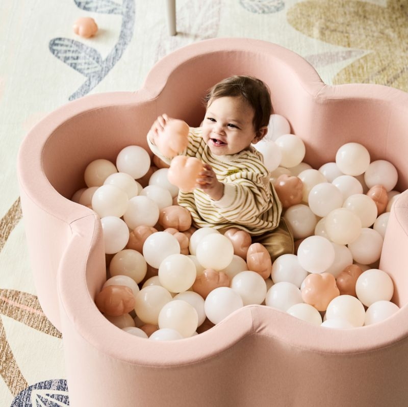 Baby and Toddler Flower Pop-Up Ball Pit with Neutral Balls - Image 1