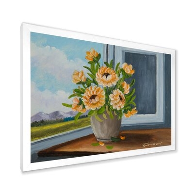 Still Life With Orange Flowers At The Window - Traditional Canvas Wall Art Print - Image 0