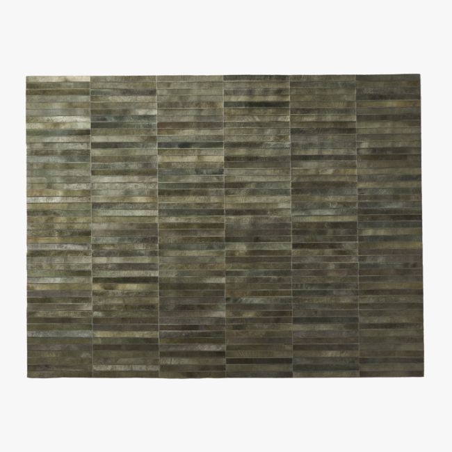 Camilia Patchwork Dark Green Hide Area Rug 9'x12' - Image 0