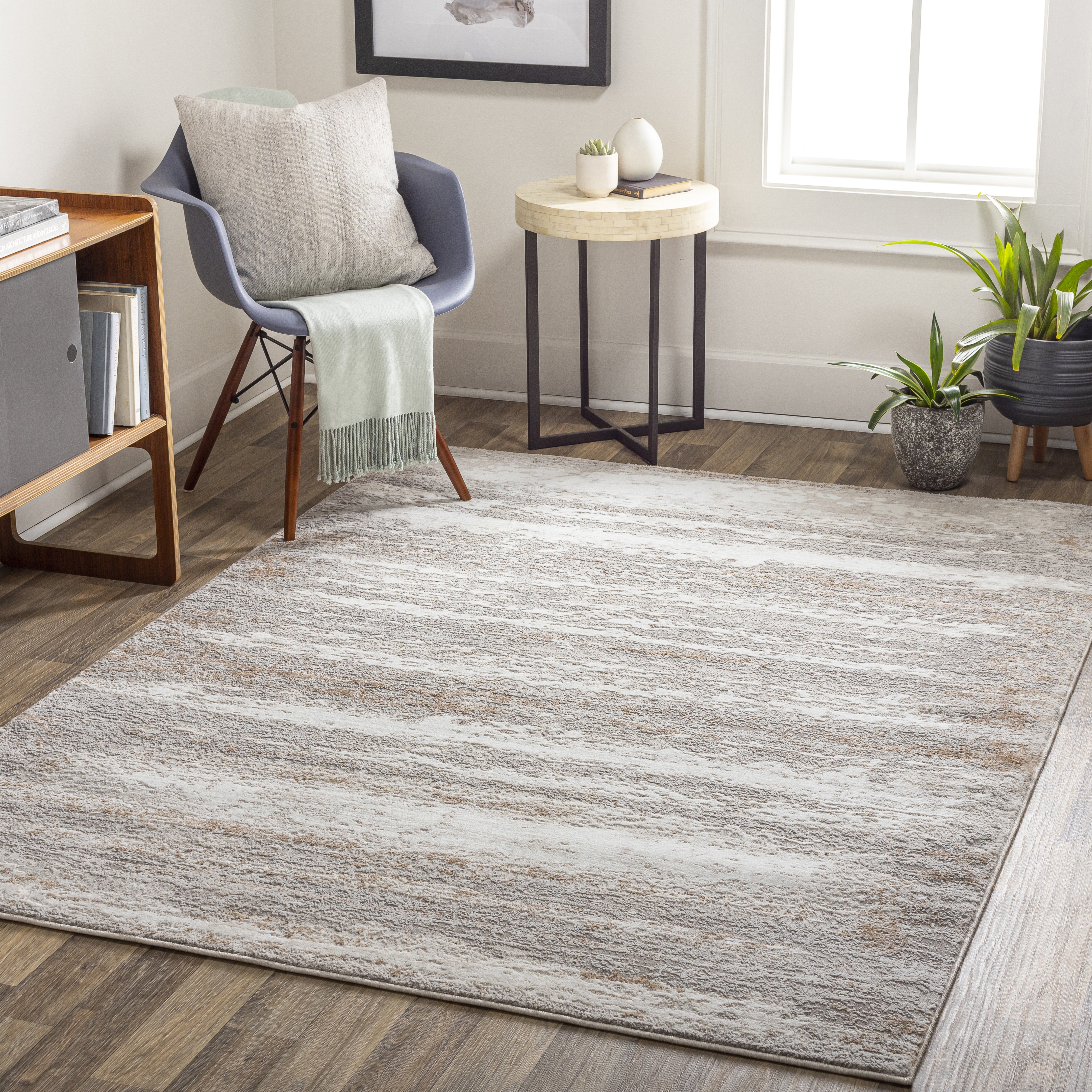 Allegro Beige Indoor 7'10" x 10' Machine Woven Rug - Image 1