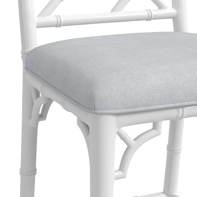 Chippendale Bistro Dining Counter Stool, White, Chunky Linen, White - Image 4