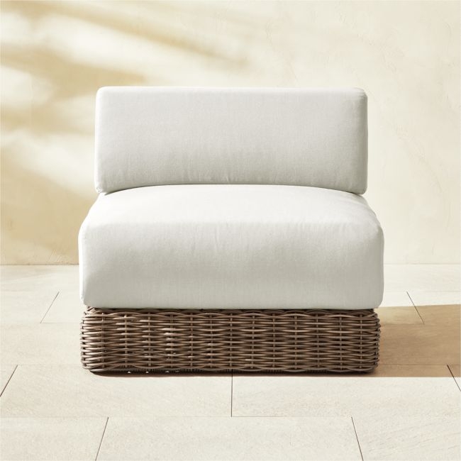 Maylin All-Weather Rattan Outdoor Armless Chair with Warm White Sunbrella® Cushions - Image 0