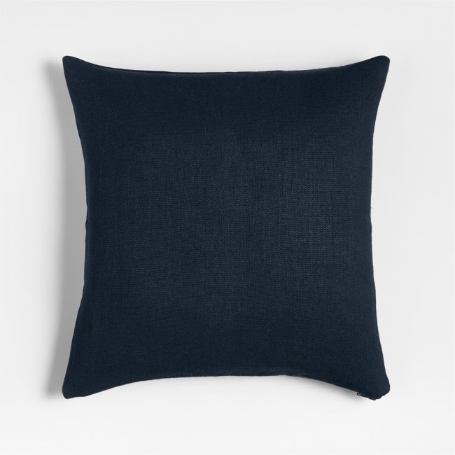 Relaxed Linen 20"x20" Deep Indigo Layering Throw Pillow with Feather Insert - Image 0