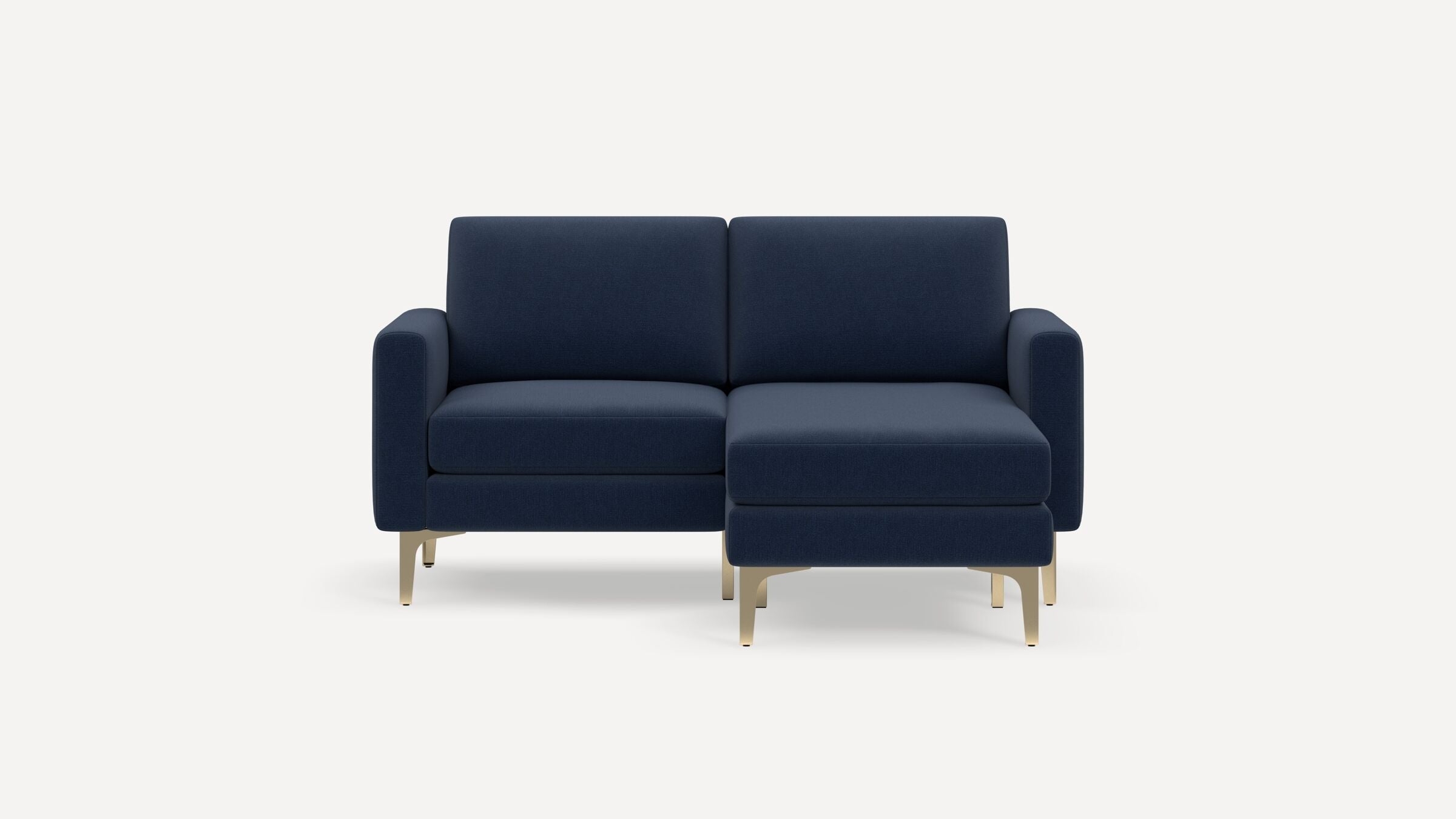 Nomad Loveseat with Chaise - Navy Blue - Performance Flatweave / Brass - Metal / Block - Image 0