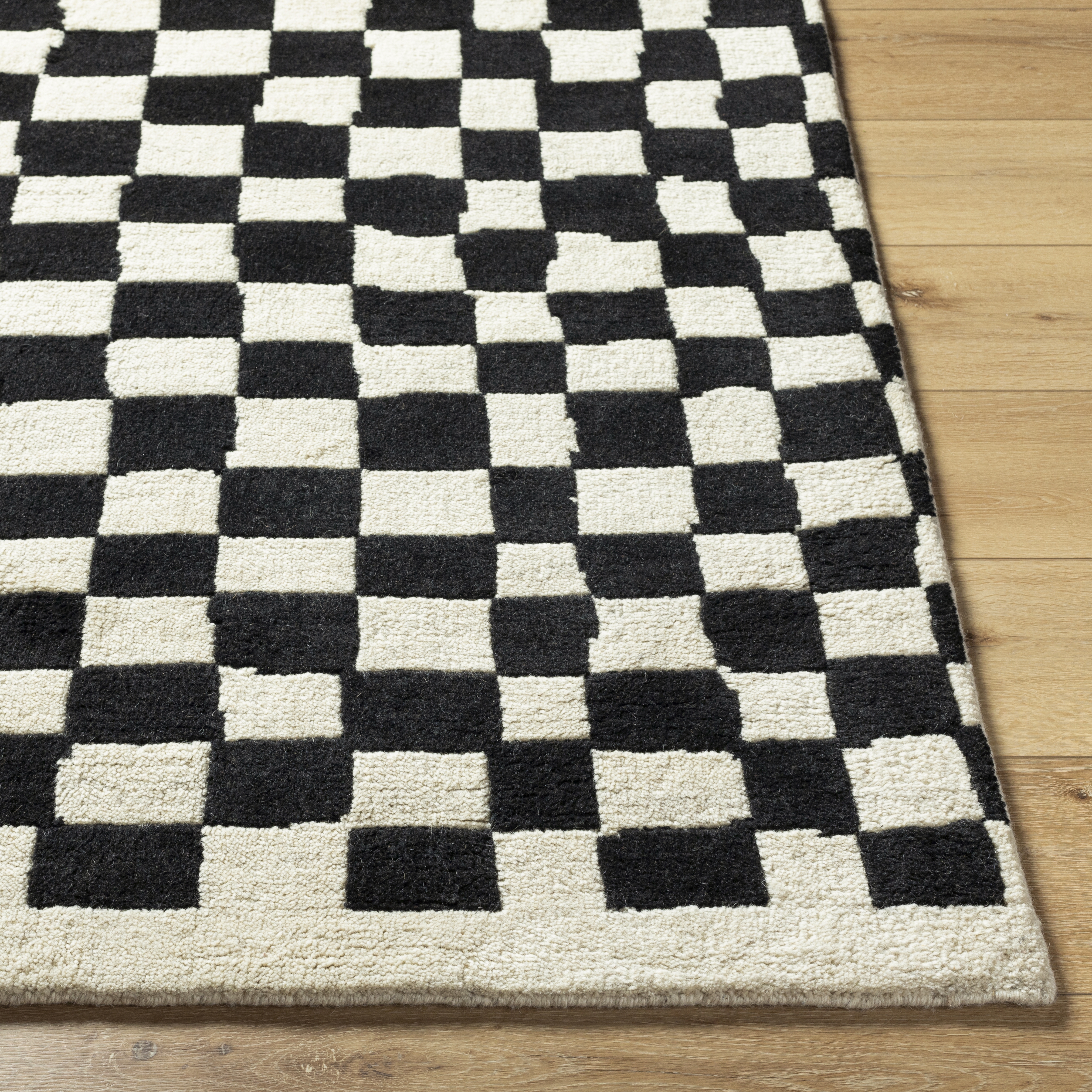 Damier Black Indoor 2' x 3' Handmade Rug - Image 2