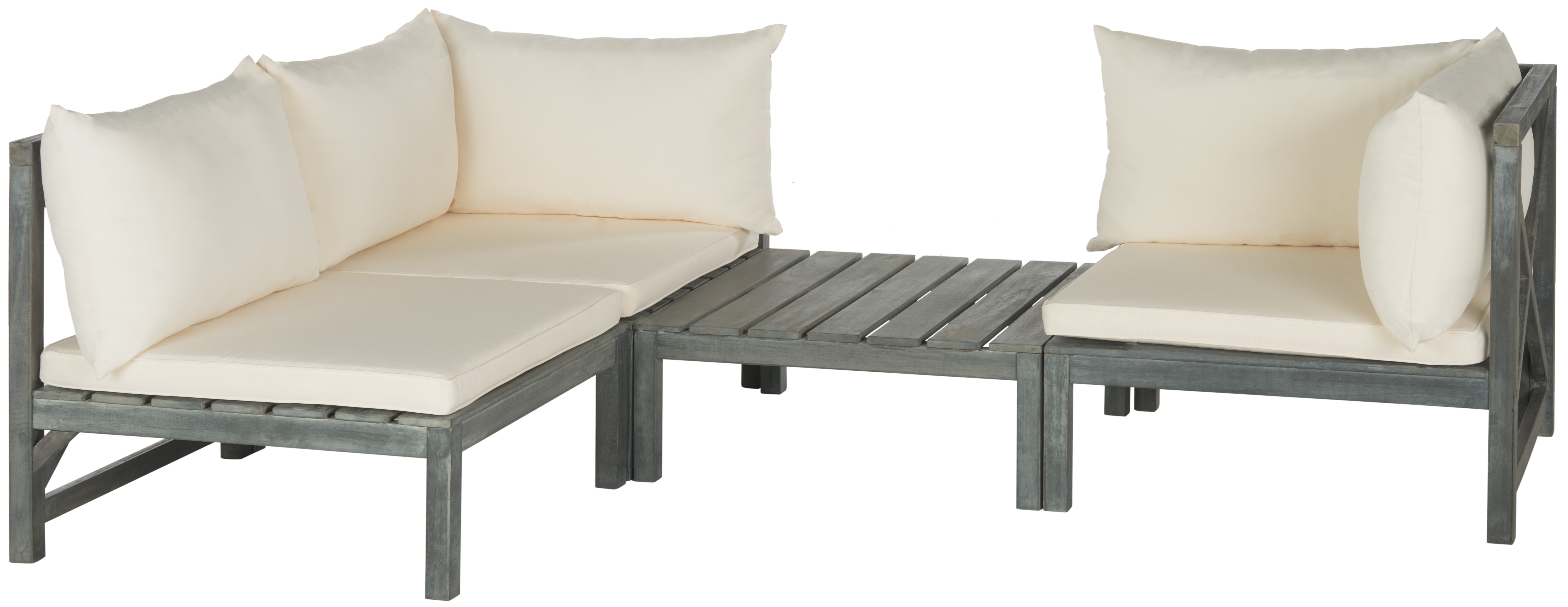 Lynwood Modular Outdoor Sectional - Ash Grey/Beige - Safavieh - Image 2