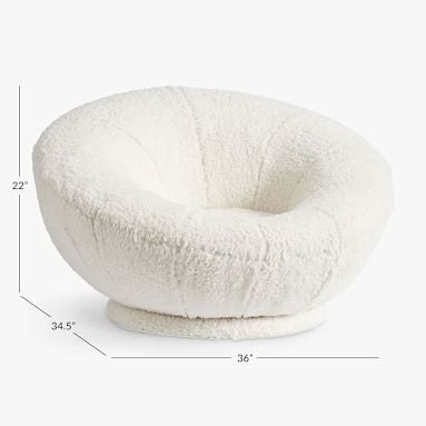 Recycled Sherpa Ivory Groovy Swivel Chair, In Home Delivery - Image 3