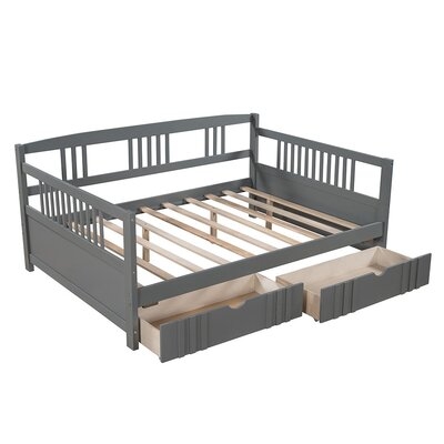 Full Size Daybed Wood Bed With Two Drawers,Gray - Image 0