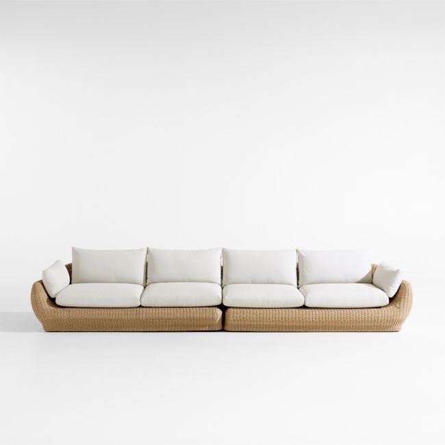Ipanema 164" Wicker 2-Piece Outdoor Sofa with Cushions - Image 0