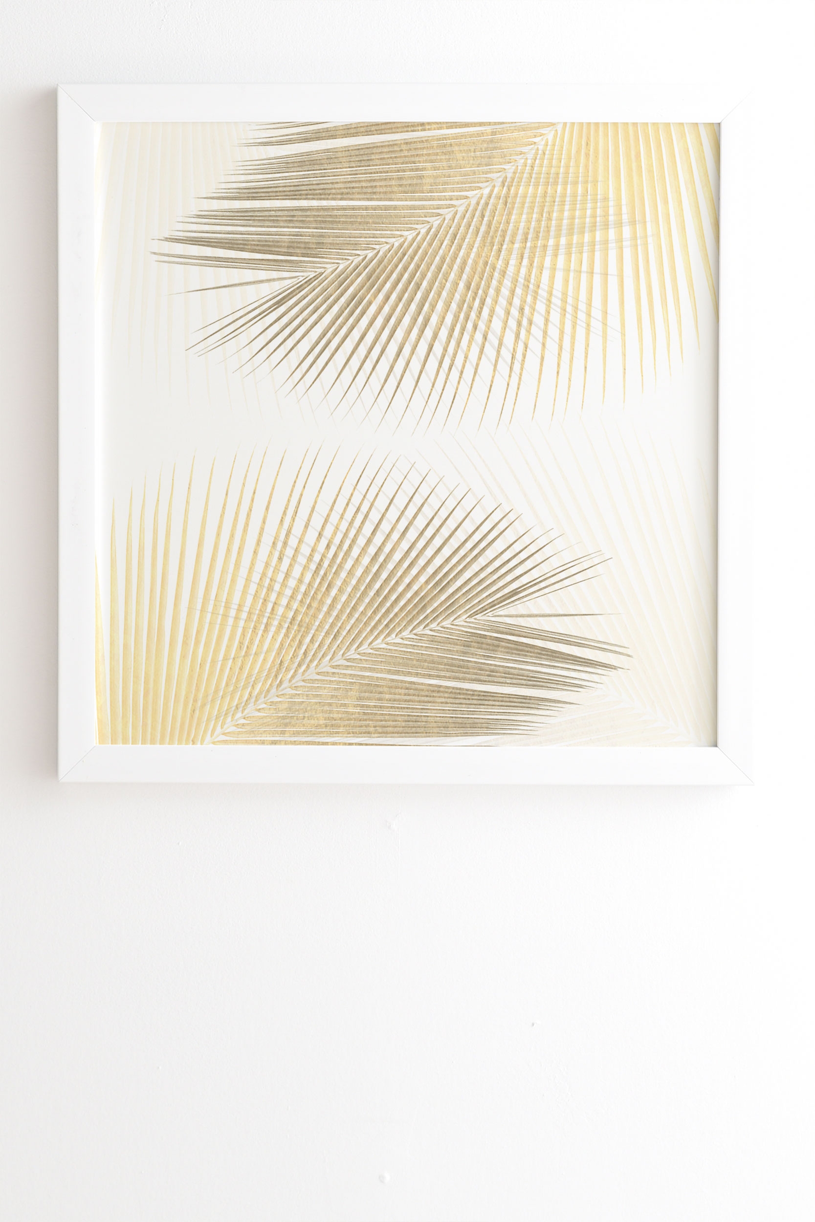 Palm Leaf Synchronicity Gold by Gale Switzer - Framed Wall Art Basic White 19" x 22.4" - Image 0