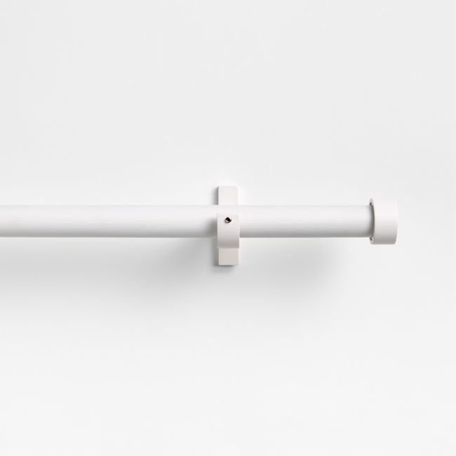 Matte White 1" Curtain Rod and End Cap Finials Set 48"-88" - Image 0