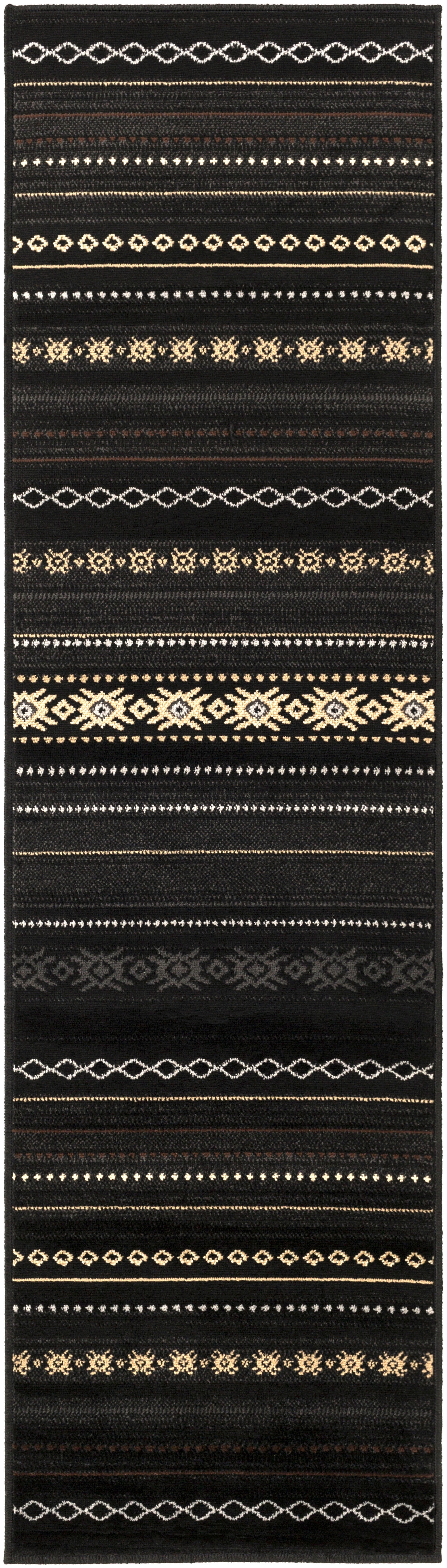Paramount Black Indoor 2'2" x 7'7" Machine Woven Rug - Image 0