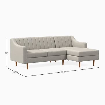 Olive 86" Left Standard Back 2-Piece Chaise Sectional, Mailbox Arm, Distressed Velvet, Dune, Pecan - Image 2