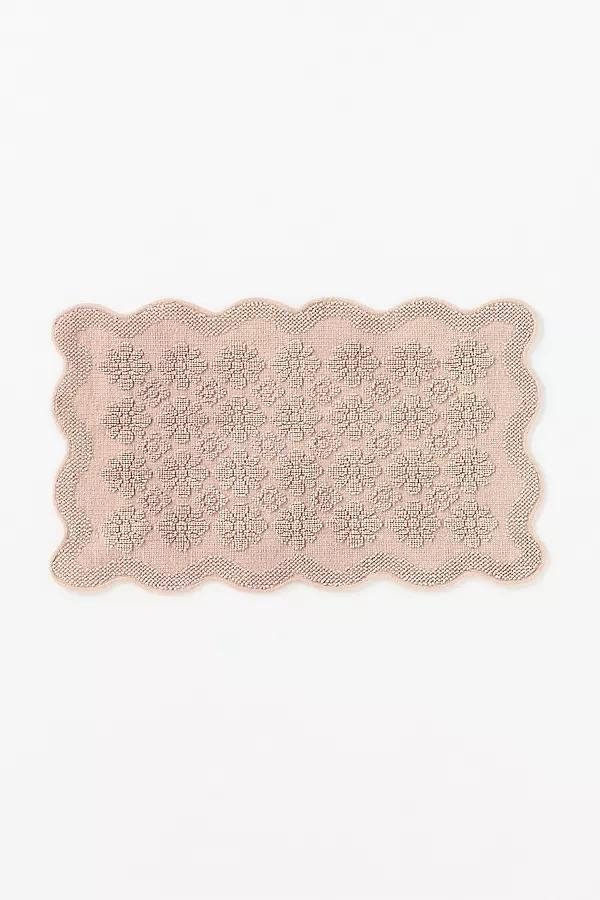 Benni Hand-Woven Floral Wavy Border Bathmat - Image 0