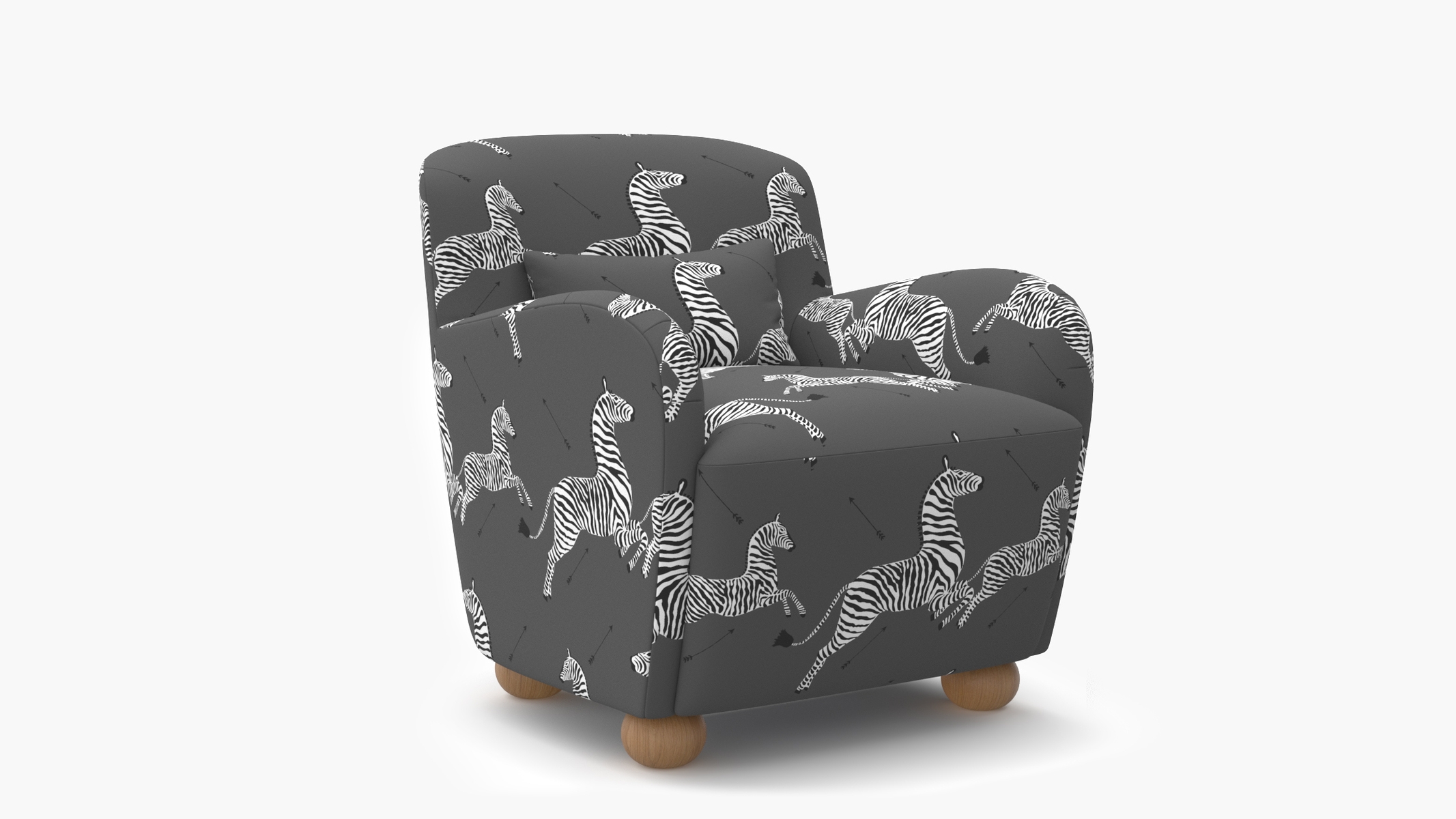 Club Chair, Slate Zebra, Natural Bun Foot - Image 1