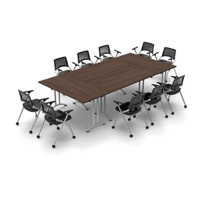 Conference Tables Folding Meeting Seminar Classroom Model 7358 14Pc Color Java. Tables & Chairs Can Fold For Storage (Tables & Seating Included). - Image 0