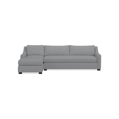 Ghent Slope Arm Left 2-Piece L-Shape Sofa with Chaise, Standard Cushion, Perennials Performance Canvas, Charcoal, Ebony Leg - Image 0
