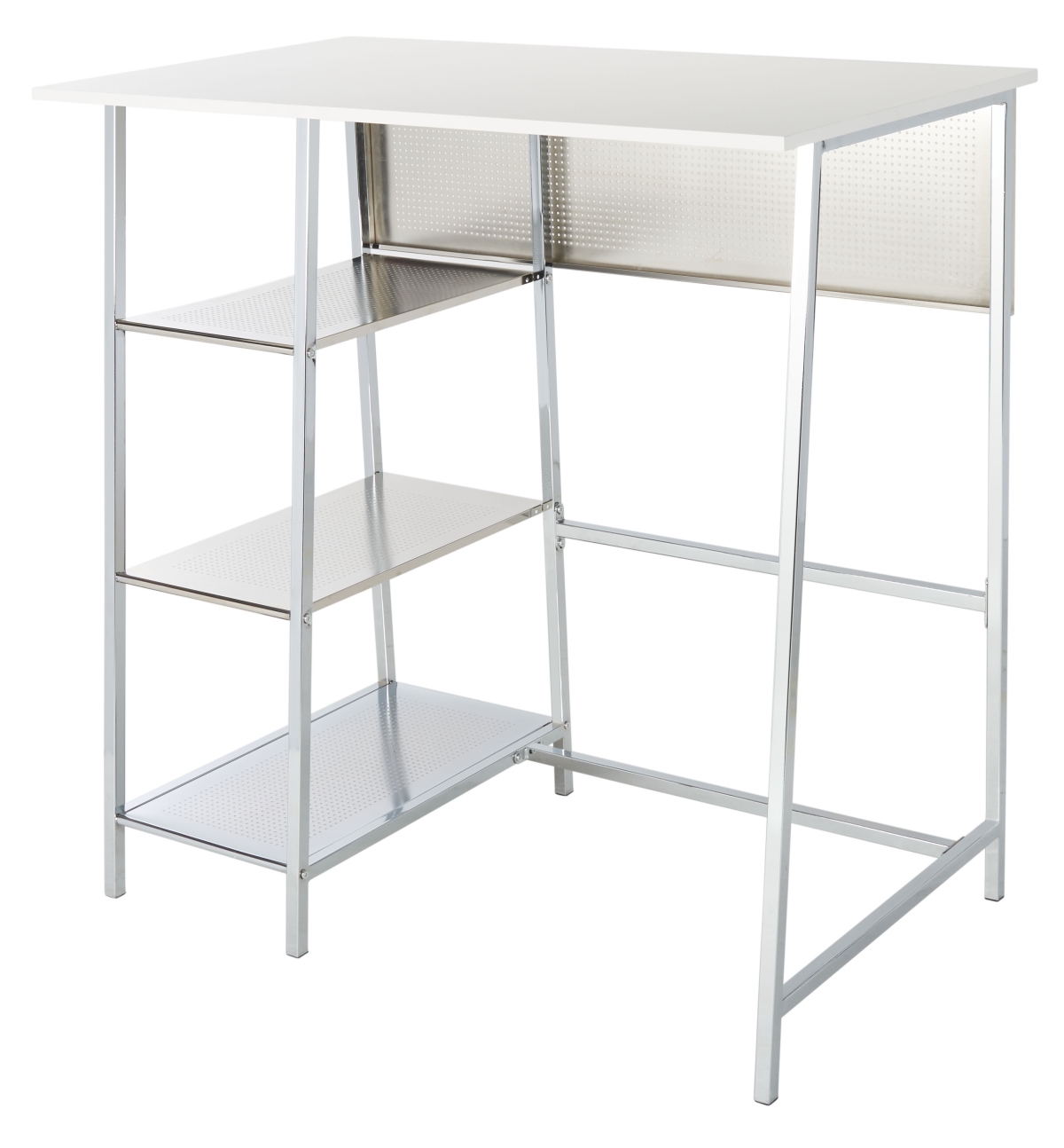 Hayden 3 Shelf Standing Desk - White / Chrome - Safavieh - Image 5