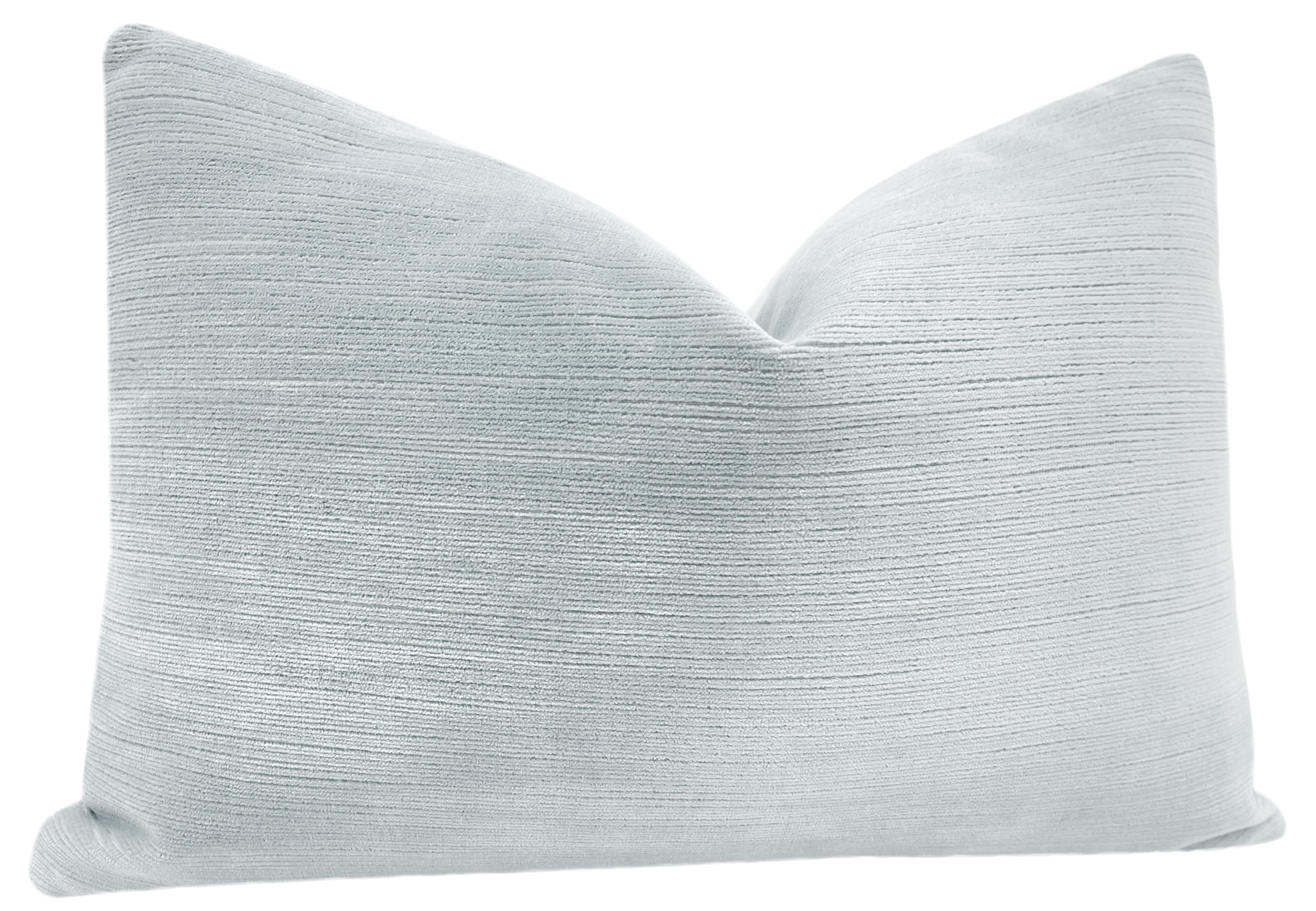 The Little Lumbar Strie Velvet Pillow Cover, Mist, 12" x 18" - Image 1