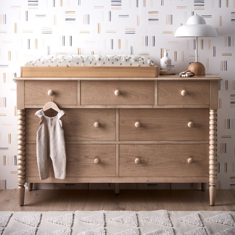 Jenny Lind 54" Maple Wood Wide 7-Drawer Kids Dresser - Image 3