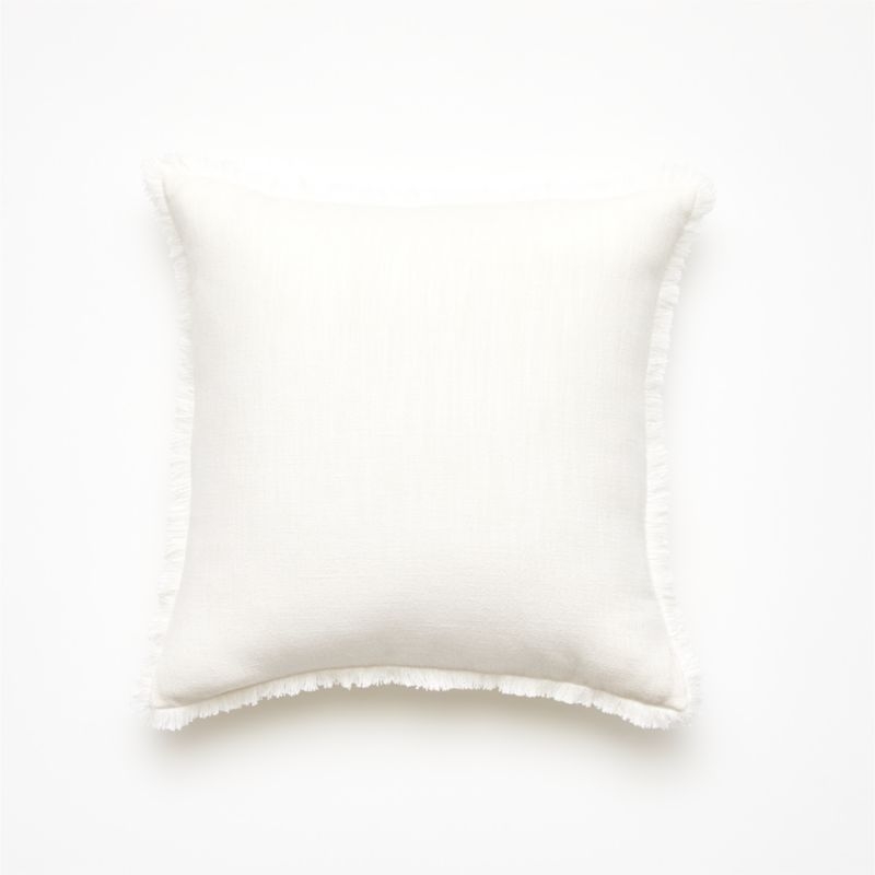 Eyelash Ivory Linen Throw Pillow with Feather-Down Insert 20" by Kara Mann - Image 2