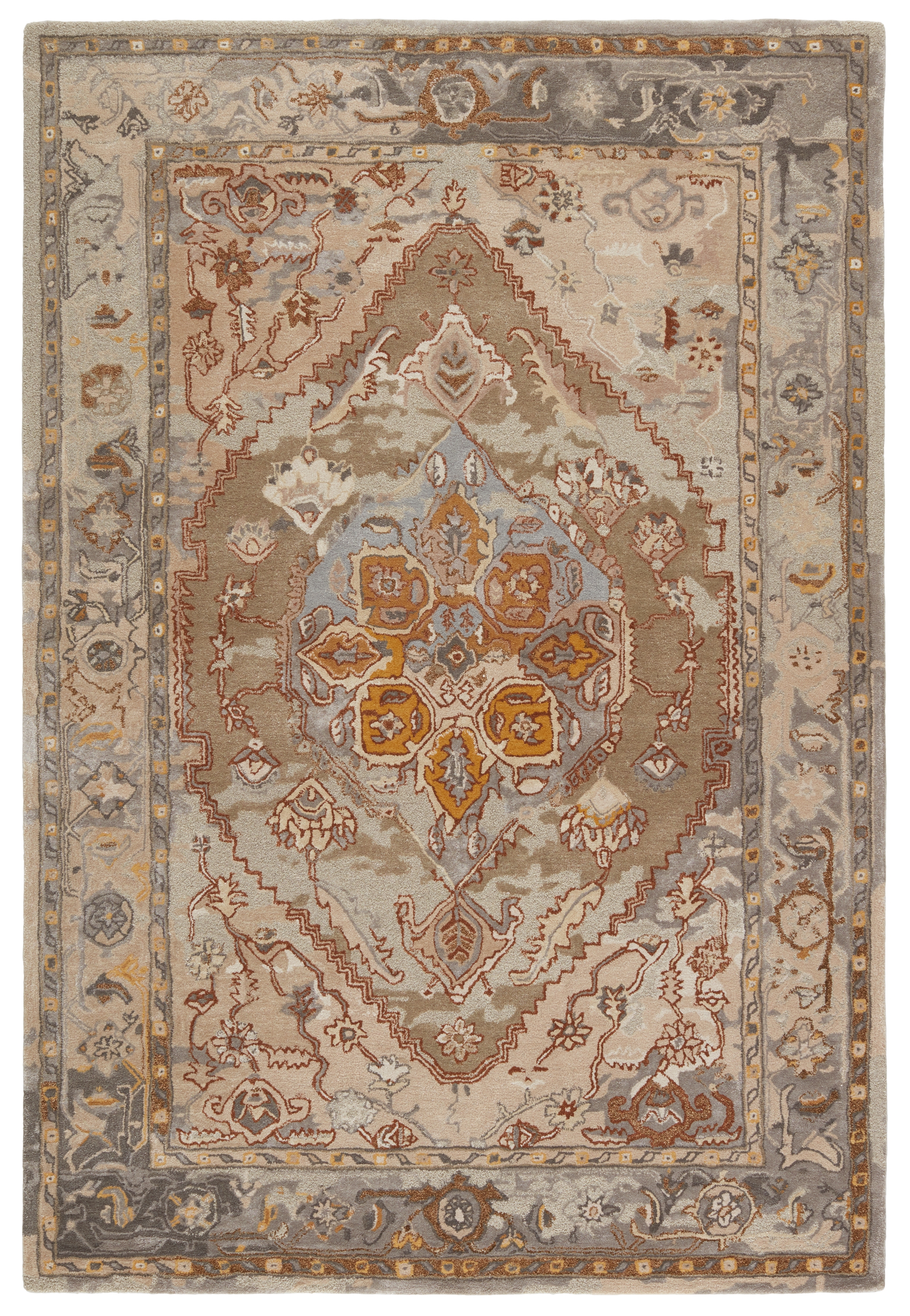 Raisa Handmade Medallion Taupe/ Gold Area Rug (10'X14') - Image 0
