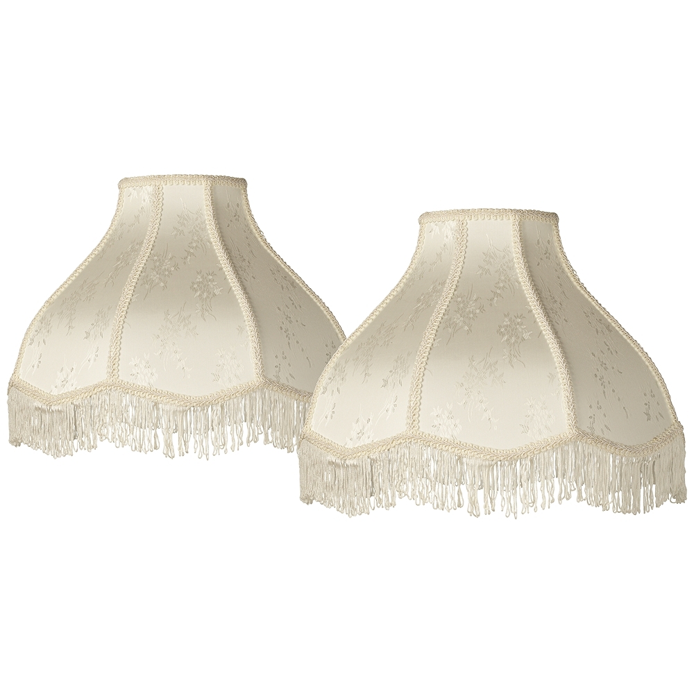 Springcrest  Cream Scallop Dome Lamp Shades 6x17x12x11 (Spider) Set of 2 - Image 0