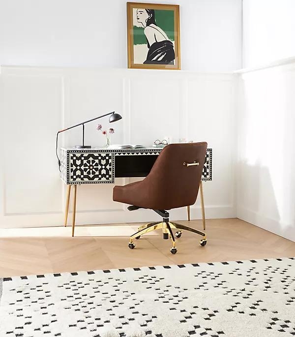 Elowen Leather Swivel Desk Chair - Image 0