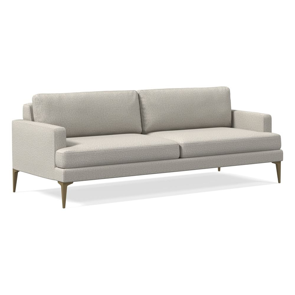Andes 86" Multi-Seat Sofa, Petite Depth, Twill, Dove, Brass - Image 0