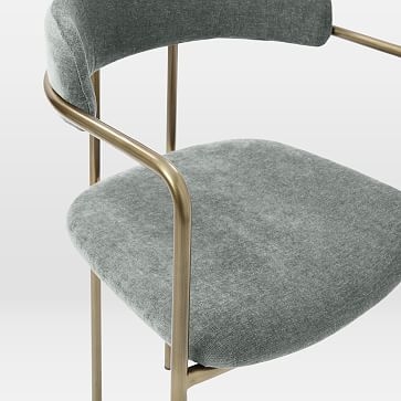 Lenox Dining Chair, Chenille Tweed, Slate, Antique Bronze - Image 3