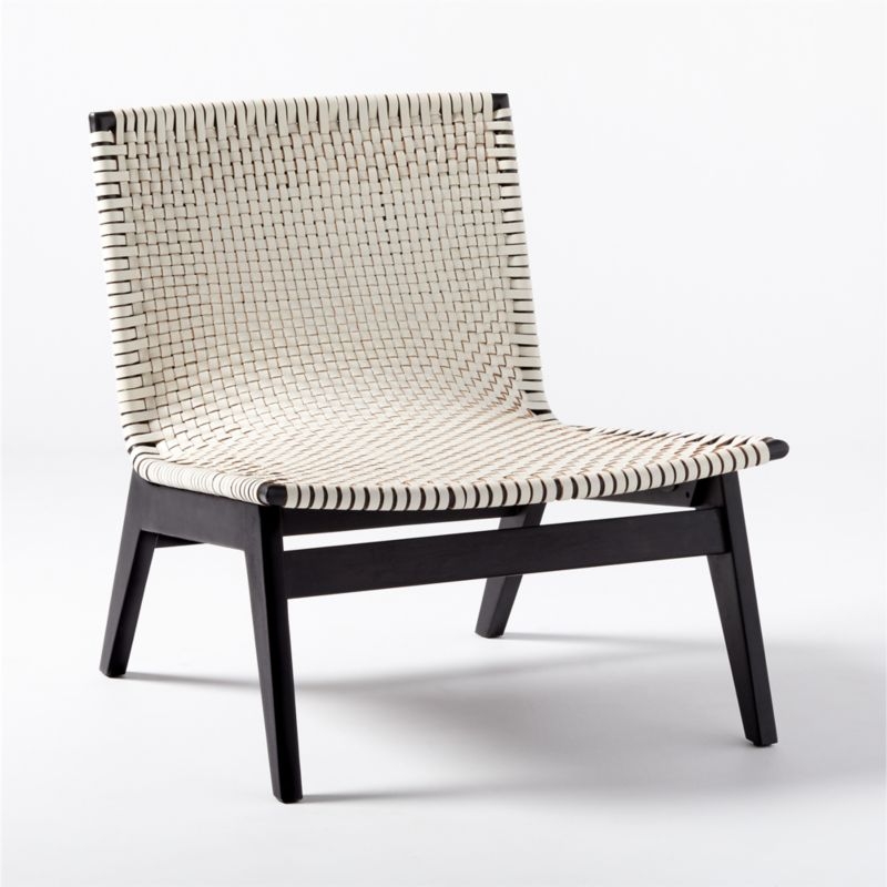 Morada Woven Ivory Leather Chair - Image 2